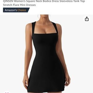Black square neckline dress